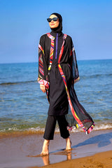 Marina Silk-Touch Colorful Patterned Kimono - P2514