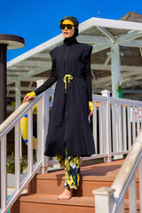 Marina Black Full Coverage Islamic Swimwear Burkini Set M2501-1