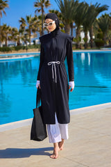 Black Full Coverage Islamic Swimwear Burkini Set M2501-2