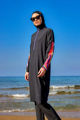 Black Full Coverage Swimwear Burkini Set M2510