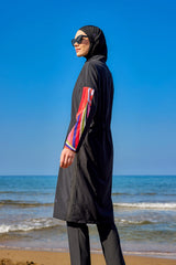 Black Full Coverage Swimwear Burkini Set M2510