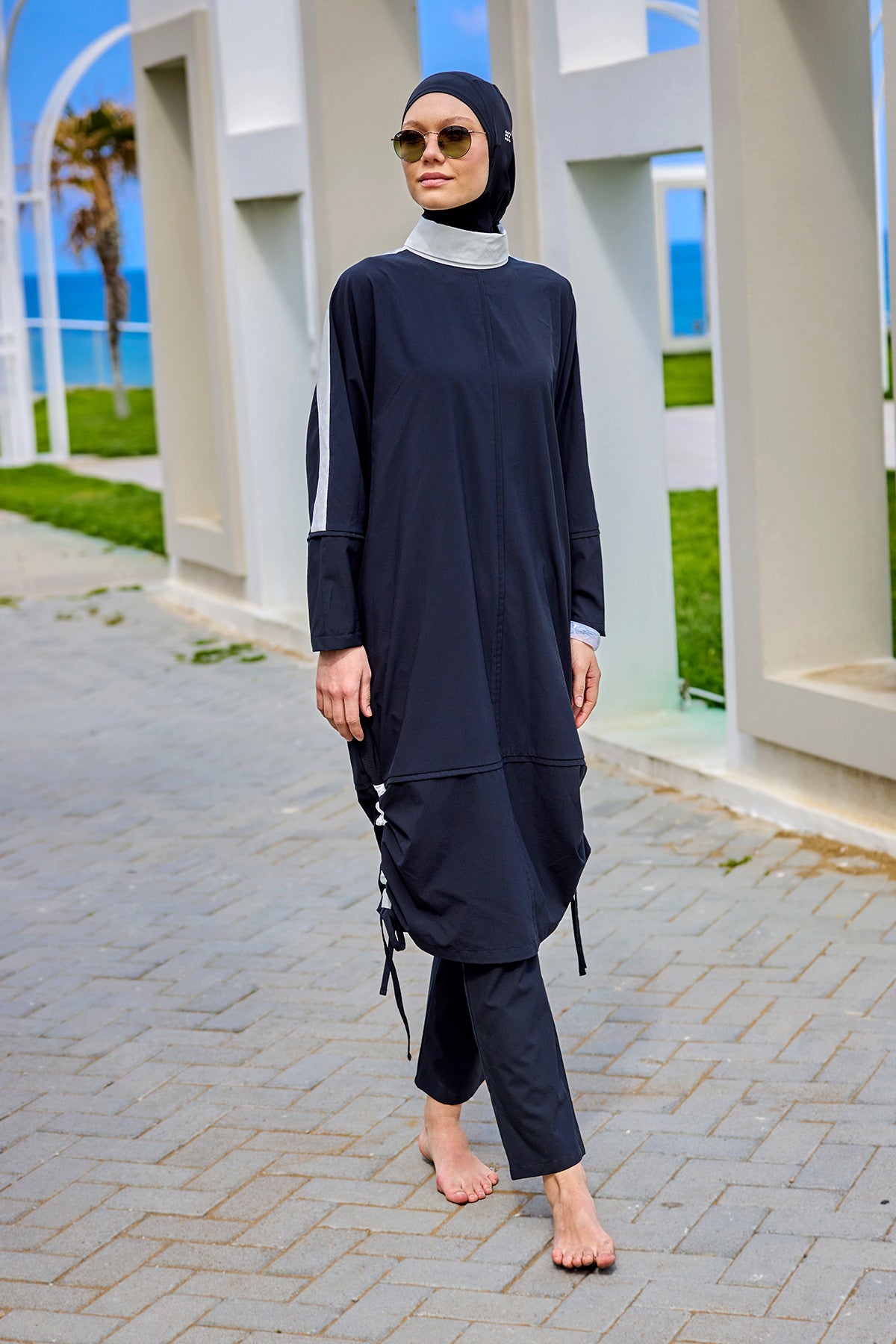 Black Full Coverage Modest Swimwear Burkini Set M2521-3