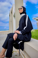 Black Full Coverage Modest Swimwear Burkini Set M2521-3