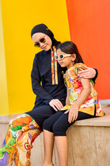 Black Full Coverage Swimwear Burkini Set M2525