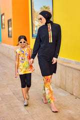 Black Full Coverage Swimwear Burkini Set M2525