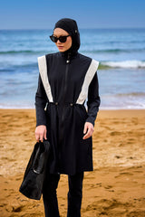 Black Adjustable Waist Modest Burkini Set M2526-1