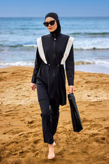 Black Adjustable Waist Modest Burkini Set M2526-1