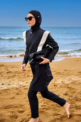 Black Adjustable Waist Modest Burkini Set M2526-1