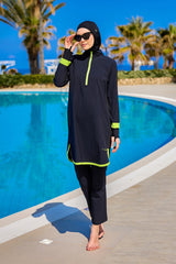 Marina Black Full-Coverage Modest Swimsuit – M2531