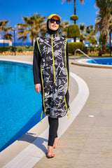 Black Full Coverage Modest Swimwear Burkini Set M2536