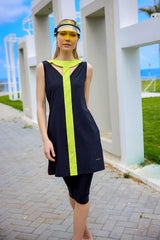 Marina Black Semi-Covered Modest Swimsuit - H2502-1