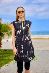 Marina Black Printed Semi-Covered Swimsuit - H2506