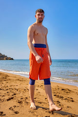 Marina Orange Modest Men’s Swim Shorts - S2505-3