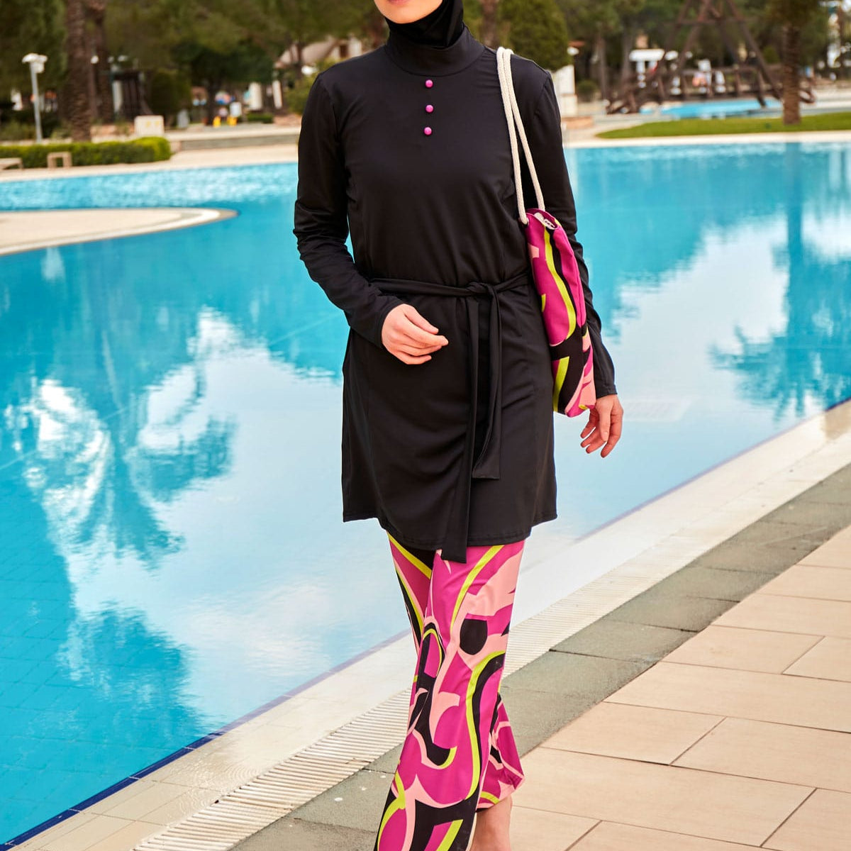 Woven Black Burkini Modest Swimwear M2310 main image 0