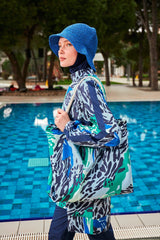 ملابس سباحة بوركيني ملونة ومحتشمة R2408