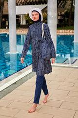 ملابس سباحة بوركيني ملونة ومحتشمة R2402