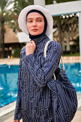 ملابس سباحة بوركيني ملونة ومحتشمة R2402