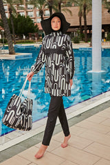 ملابس سباحة بوركيني ملونة ومحتشمة R2412