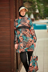 ملابس سباحة بوركيني ملونة ومحتشمة R2409