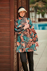 ملابس سباحة بوركيني ملونة ومحتشمة R2409