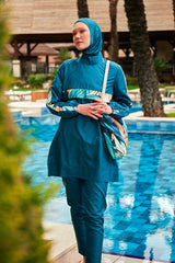 ملابس سباحة بوركيني ملونة ومحتشمة R2410