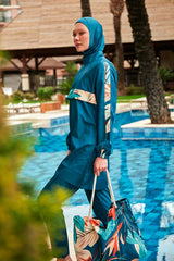 ملابس سباحة بوركيني ملونة ومحتشمة R2410