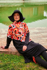 Woven Black Burkini Modest Swimwear M2426