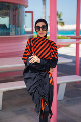 Woven Black Burkini Modest Swimwear M2307