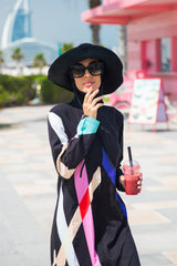 ملابس سباحة محتشمة بوركيني منسوجة باللون الأسود M2310