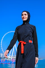 Woven Black Burkini Modest Swimwear M2311