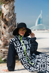 ملابس سباحة محتشمة بوركيني منسوجة باللون الأسود M2301