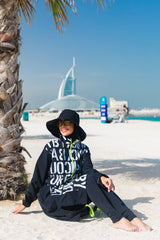 ملابس سباحة محتشمة بوركيني منسوجة باللون الأسود M2301