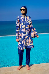 Navy Blue Full Coverage Modest Swimwear Set for Women R2508
