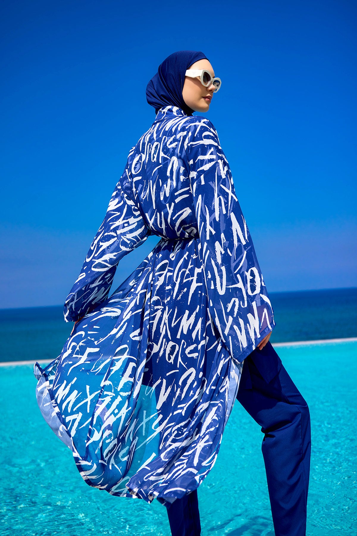 Rivamera Printed Chiffon Beach Kimono - RP2502