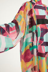 Rivamera Multicolor Brushstroke Print Kimono - RP2511