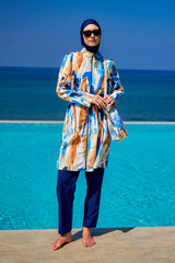 Black Full Coverage Modest Swimwear Set for Women R2514