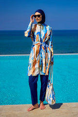 Black Full Coverage Modest Swimwear Set for Women R2514