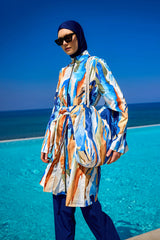 Black Full Coverage Modest Swimwear Set for Women R2514