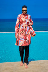 Black Full Coverage Modest Swimwear Set for Women R2515