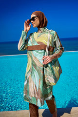 Brown Full Coverage Modest Swimwear Set for Women R2512