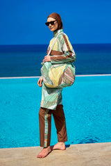 Brown Full Coverage Modest Swimwear Set for Women R2512