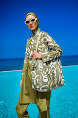 Green Full Coverage Modest Swimwear Set for Women R2506