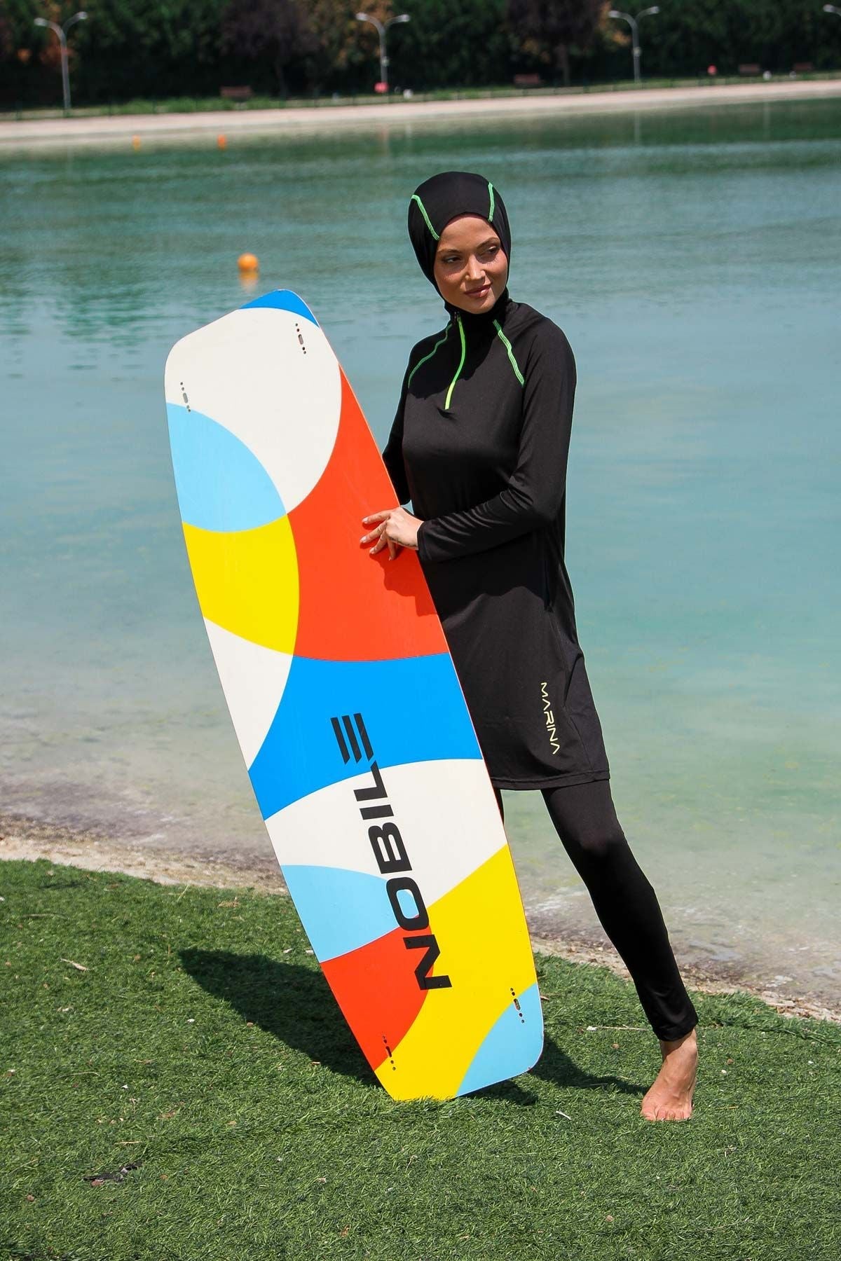 Lycra Black Burkini Modest Swimwear M2234