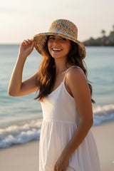 Beige Wide-Brim Straw Hat 14399