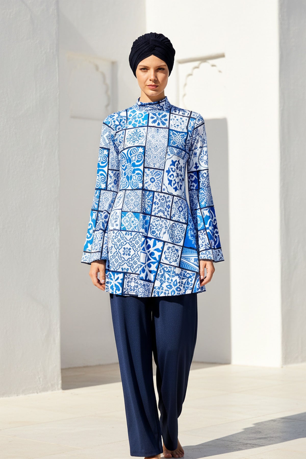 Marina Modest Burkini Swimwear Set Navy Blue – 1950