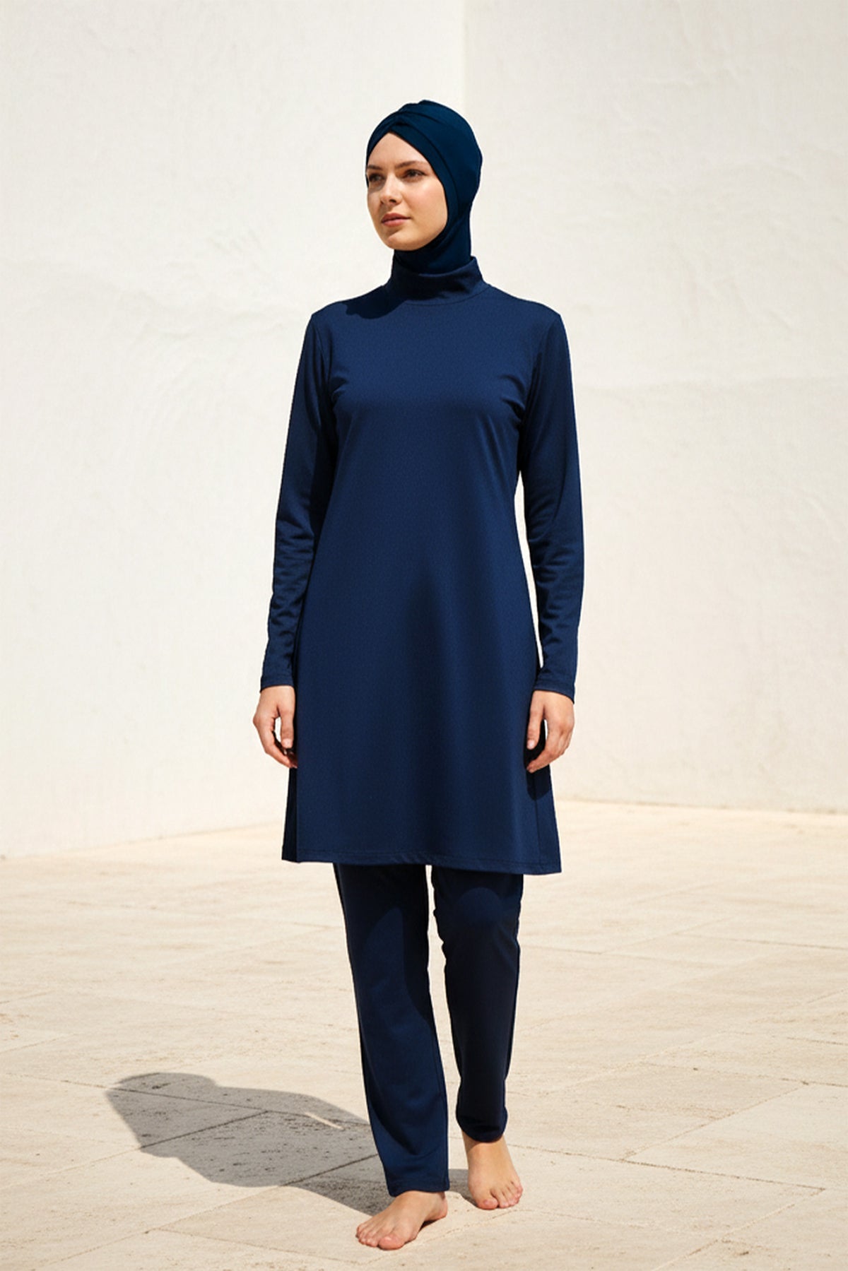 Fully Covered Navy Blue Lycra Burkini Modest Swimwear Set – 4 Piece Model 1969 Secondary image