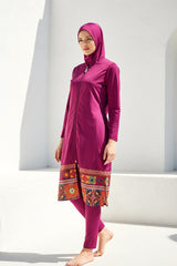 Marina Modest Burkini Swimwear Set Burgundy – 1982
