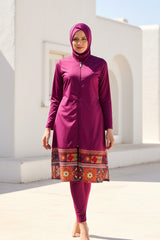 Marina Modest Burkini Swimwear Set Burgundy – 1982