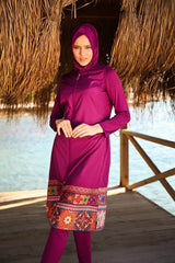 Marina Modest Burkini Swimwear Set Burgundy – 1982