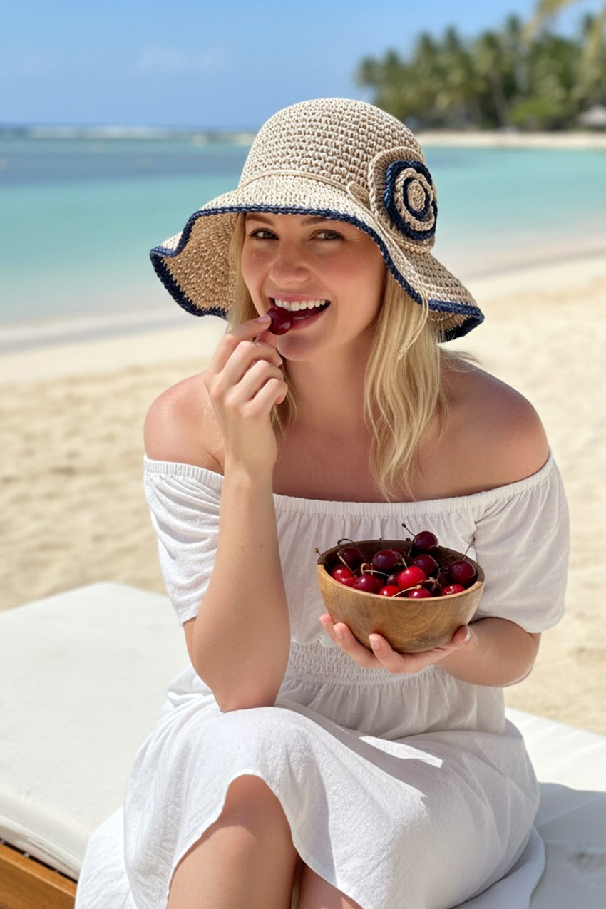 Powder Wide-Brim Straw Hat 14520